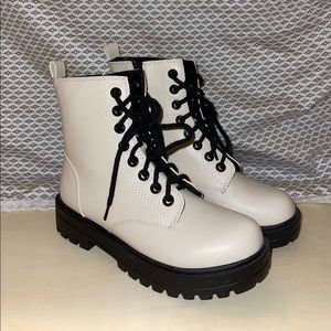 white combats boots